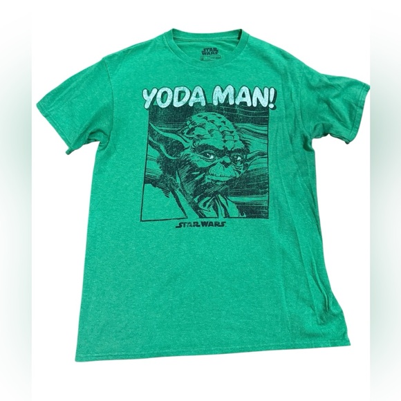 Star Wars Green “Yoda Man!” Graphic Tee Fandom Shirt Sz M Unisex Geek Style - Picture 1 of 6